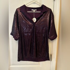Elegant Purple Sequin Top Size L NWT